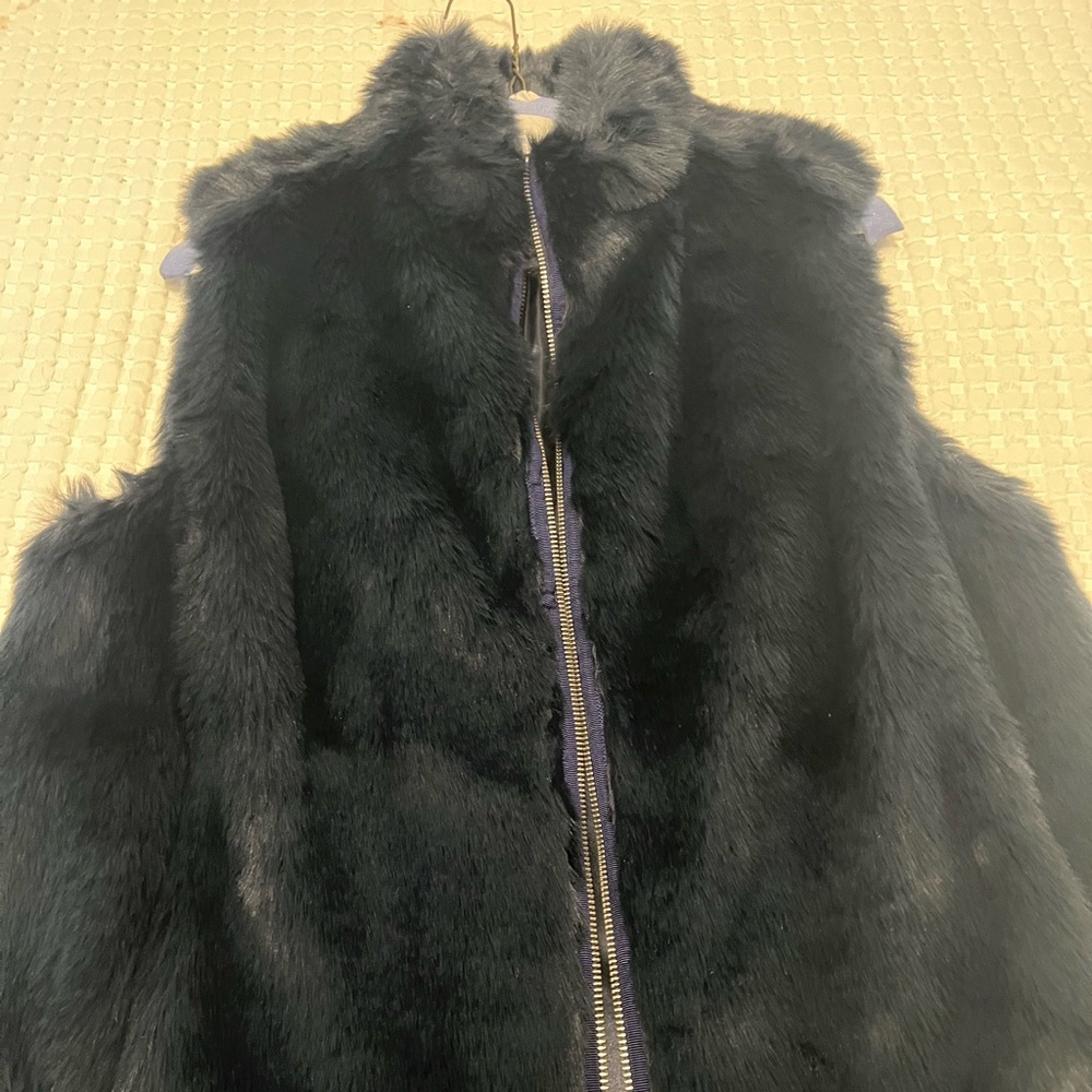 Deep Dark Navy Blue, J Crew Faux Fur Vest